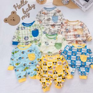 [D04] Bộ thun tăm lạnh dài tay in hình lớn dễ thương dành cho bé traibé gái - DH KIDS