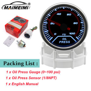 RYSJM | 12V Boost Gauge Water Temp  2" 52mm LCD Display Turbo RPM Tachometer Oil pressure gauge with sensor -1-2.0-3.0 bar Racing Meter