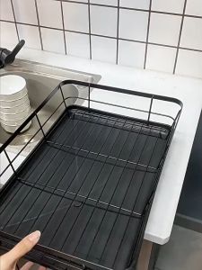 ชั้นวางท่อระบายน้ำสำหรับชั้นวางของในห้องครัวชั้นวางจานชั้นคว่ำจานสำหรับเก็บจานสแตนเลสที่วางแก้วชั้นวางของในห้องครัวอ่างล้างจานด้านบน ชั้นวางของในครัว ชั้นวางของเหล็ก ชั้นวางของ ชั้นวางจาน