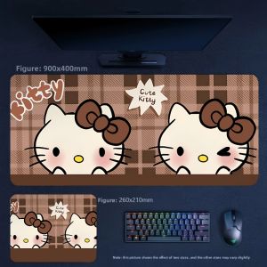 Sanrio | Fashion Retro Brown Leopard Print Striped Series Hello Kitty Leather Mouse Pad Girls High Value Office Desktop Pad Keyboard Pad