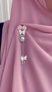 Bros Juntai Mutiara Love Aksesoris Hijab Wanita Bros Silver Lucu BWK104