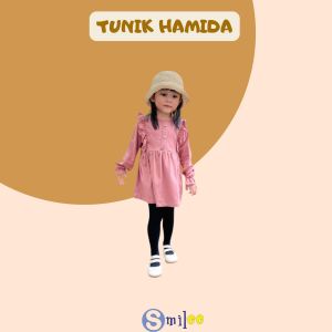 Tunik Anak Kaos Smilee Hamida Warna DustyPink Size 1-5Tahun