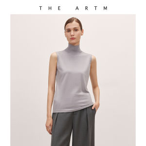Turtleneck Sleeveless Black Acetate Vest