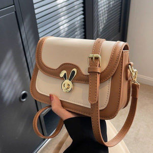 Ielgy Thích hợp thiết kế cao cấp nhỏ túi vuông nữ Kết cấu túi đeo vai thỏ khóa túi đựng tài liệu