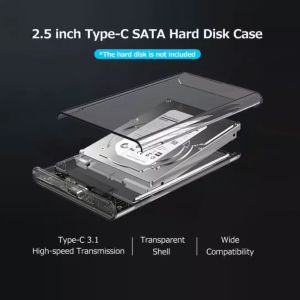 USB 3.1 HDD Enclosure Box for 2.5 inch USB Hard Drive Disk Type-C Transparent Hard Drive Enclosure 2.5 Inch Hard Disk Case Type-C Transparent HDD Enclosure