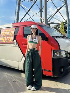 กางเกงขายาวทรงหลวมสไตล์อเมริกันสำหรับผู้หญิง ทรงสตรีท ทรงหลวม ทรงขาตรง ทรงเอวต่ำ สไตล์แจ๊ส กางเกงขายาวลำลอง ฤดูใบไม้ร่วง 2024