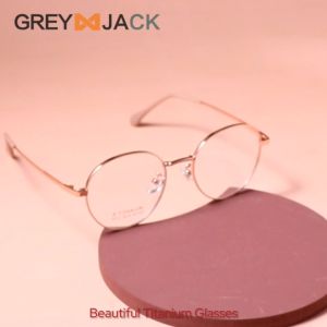 Grey Jack Frame Kacamata Bahan Titanium Model Bulat Ringan Kokoh Stylish Bisa Minus Antiradiasi Blueray Photocromic Bluecromi TB 1010