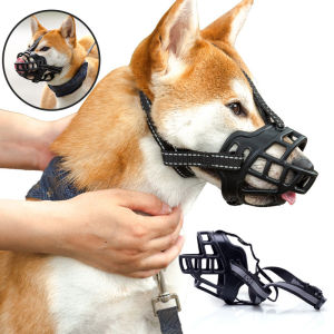 Dog Muzzle with Reflective Strip Adjustable Puppy Mask Pet Dog Mouth Cover Anti-Biting Dog Supplies