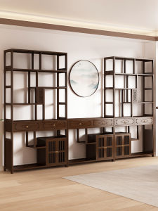New Chinese Style Tea Cabinet Display Shelf Living Room Tea Tools Storage Cabinet Multi Treasure Bookshelf Home Furniture