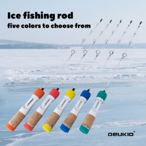 DEUKIO Ice Fishing Rod 2 Sections Portable Winter Carbon Fiber Tip Sensitive Ice Fishing Rod Tackle Fishing On the Ice