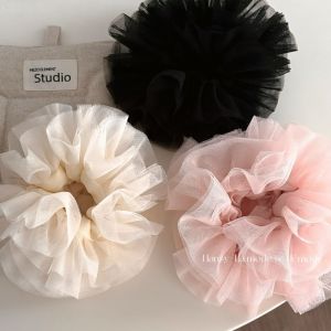 Baby Girl Tulle Fluffy Mesh Hair Tie Voluminous Sheer Bubble Hair Band Aesthetic Ponytail Holder Girls Daily Party Wear B8715