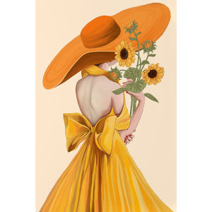Full Embroidery Sunflower Girl Canvas Cross Stitch Kit DIY Wall Art Bright Yellow Colors Home Decor for Living Room
