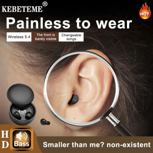 [จัดส่งในไทย] KEBETEME หูฟังไร้สายบลูทูธ5.4หูฟังที่มองไม่เห็นหูฟังเอียร์บัดขนาดเล็กชุดหูฟังที่หุ้มรีโมทคอนโทรไร้สายคุณภาพเสียงเบสสำหรับเล่นกีฬานอนหลับ