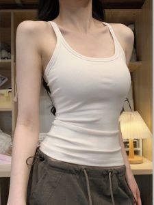 Áo Ba Lỗ Cổ Treo Màu Trắng Gợi Cảm Cho Nữ Mùa Hè Áo Khoác Ngoài Hở Lưng Ôm Vừa Vặn Áo Lót Bên Trong Che Chắn Bên Hông Áo Ba Lỗ