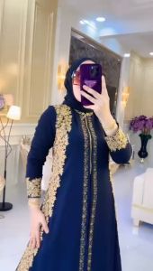 RINA BUSANA - COD - Abaya Turkey Busui Bordir Mewah Terbaru - Gamis Hitam Elegan dan Mewah - Kode Cleopatra Gold