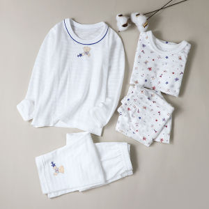 Bamboo Cotton Kids Long Sleeves Pants 2 Pieces Baby Boy Pure Cotton Thin Homewear Spring Autumn and Summer Autumn Clothes Long Pants