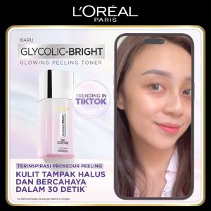 LOreal Paris Glycolic Bright Glowing - Toner 65ml & Serum 15ml - Kulit Cerah Glowing & Noda Hitam Tersamarkan Kulit Kusam Noda Hitam Bekas Jerawat Eksfoliasi Brightening