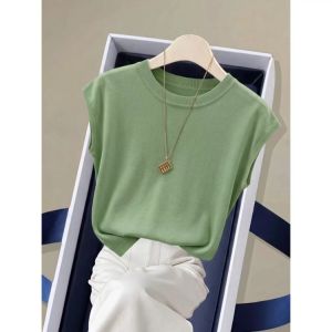 Green Round Neck Slim Fit Large Size Knitwear