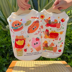 KP น้ําแข็งไหมสัตว์เลี้ยงสุนัขสัตว์เลี้ยงเสื้อผ้าแมวเสื้อผ้าฤดูร้อนบางระบายอากาศเย็นเย็นเสื้อโค้ทน่ารัก bichon frise