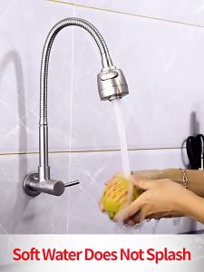 HW090 - Black Kitchen Faucet Wall Mounted Single Handle Cold Water 2 Models Sink Faucet 360 Rotation Sprayer Taps Kitchen Accessories