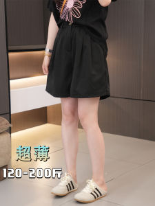 กางเกงขาสั้นทรงหลวมเอวยางยืดผ้ากระดาษบางสบาย ๆ สำหรับฤดูร้อน ไซส์ใหญ่ กางเกงขาสั้นลำลอง สำหรับผู้หญิงไซส์ใหญ่ กระโปรงทรงเอ