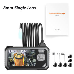 Endoscope Camera 4.3 Inch Screen HD1080P 8MM Lens Rigid Cable Pipe Inspection USB Borescope LED 2000mAh for Car Repair With 8LED