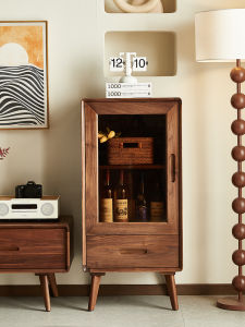 YAMOO | Storage Short Cabinet Black Walnut Wood