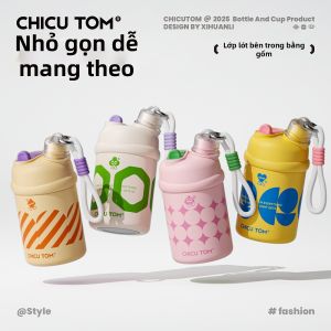 CHICU TOM | Cốc Sứ Giữ Nhiệt Có Ống Hút