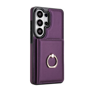 Ốp Lưng Ví Da Samsung Galaxy S23 S24 S25 S26 Ultra Plus A56 A36 A26 A16 A55 A35 A15 Có Giá Đỡ Vòng Tròn Và Khe Đựng Thẻ