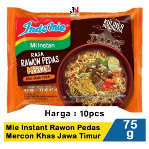 MIE INDOMIE - Harga 10pcs/bungkus Mie Indomie Rasa Rawon Pedas Mercon 75gr - mie instan murah meriah promo