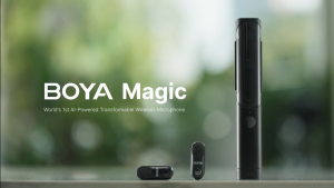 BOYA Magic 4 Forms in 1 Transformable Wireless Microphone AI Noise Cancelling Mic Lapel Mini Microphone for Vlogging iPhone Android PC DSLR Camera