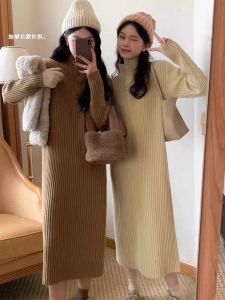 ผู้หญิง ฤดูใบไม้ร่วง ฤดูหนาว พรางหุ่น กึ่งสูง ปกเสื้อ ถักยาวปานกลาง เดรส หลวม Fit หลากหลาย ชั้นฐานสําหรับเสื้อโค้ทและแจ็คเก็ต