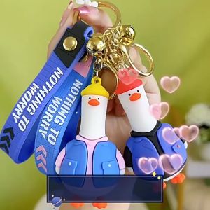 🇸🇬【SG】🇸🇬Ornaments New Style Swimming Ring Goose Goose Cartoon Keychain Female Cute Couple Car Key Chain Schoolbag Ornaments Creative Gifts