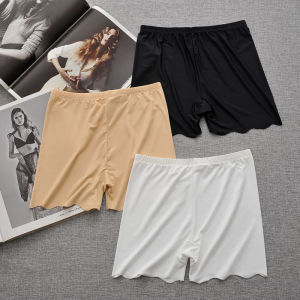 Ice Silk Seamless Safety Pants Thin Short Shorts Womens Bottoming Trousers No Roll Edge Three-Inch Insurance Pants Black