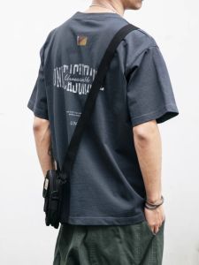 Summer Heavyweight 240g Pure Cotton Japanese Retro Short Sleeve Mens T-Shirt Loose Versatile Body Shirt Casual Breathable Print