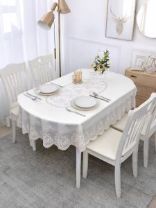 ผ้าคลุมโต๊ะพลาสติก PVC ไม่มีกลิ่น แบบรูปวงกลม ลายลูกไม้ ผ้าคลุมโต๊ะทานอาหารสไตล์ยุโรป กันน้ำ กันไขมัน ไร้กลิ่น