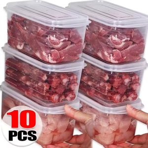 20/10Pcs Large Capacity Refrigerator Fresh Storage Box / Transparent Food Fresh-Keeping Container with Lid / Fresh Fruit Vegetable Food Crisper Box 700ml