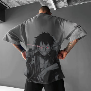 Bandai | One Piece Action Anime Luffy Print Men Women Cotton T-shirt Harajuku Y2K Streetwear Summer Casual Graphic Oversized Tee Tops