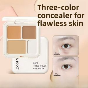 Lembiof Three-Color Concealer Palette Moisturizing Foundation Makeup Cover Dark Circles Spots Acne Marks Facial Brightening