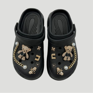 12Pcs Crocs Jibbitz Charms Gentleman Bear Shoe Flower Diamond Studded Shoe Buckle Pearl Shoe Chain Decoration for Crocs