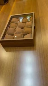 Handmade High-End Wooden/Pu Leather 6+3 Slot Watch And Sunglasses Organizer Multi-Function Jewelry Display Stand Box