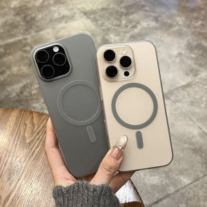 Ultra-Thin Transparent Magnetic Wireless Titanium Grey Phone Case for Apple 16Promax Full Cover Anti-Fall Couples 12 Hard Shell