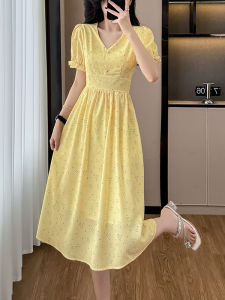 DAIXIANGFEIZI | Floral Waist-Cinching Sleeveless Elegant V-Neck Dress
