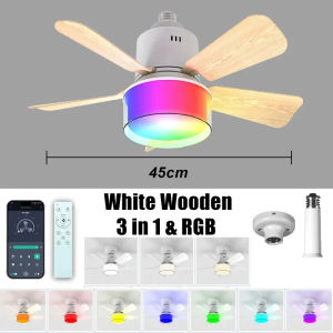 LED Ceiling Fan Light E27 6-speed Adjustable Wind Speed with APP&Remote Control Dimming Suitable for Study Home Living Room Use