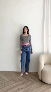 (COD) OH Fashion Luicy Top Long Sleve Square Top #2A88