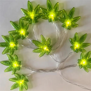 1PC 1.5M/3M LED Green Leaf Grass String Light - Battery Powered Suitable for Bedroom Home Outdoor Decoration