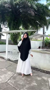 BA Sheza French Khimar Jersey Premium Tudung Labuh Muslimah Set Niqab Stretch Flowy