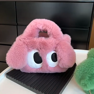 EERSHENSHI  กระเป๋าสะพายไหล่เดียวสำหรับสุภาพสตรีกระเป๋าทรงสี่เหลี่ยมใบเล็กลายการ์ตูนตาโตตุ๊กตากระต่ายแฟชั่นกระเป๋าสะพายข้างน่ารัก