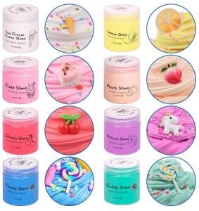 100/200ML DIY Fluffy Slime Toys Soft Clay Fluffy Glue Anti Stress Charms Mud for Non-sticky Slimes Making Set Scented Clay Fidget Toy Supplies Plasticine Chocolate Modelling Toys