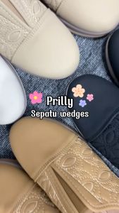 HELIVA PRILLY Wedges Slip On Bordir Bunga Hak 5cm Wanita Elegan Nyaman HV3030-5